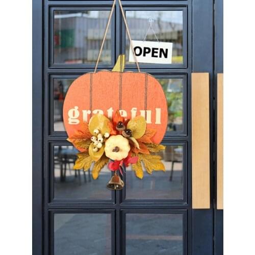 Halloween Door Hanging Halloween House Decoration Pumpkin Bell Maple Leaf Wall Hanging Halloween Door Plate Decor