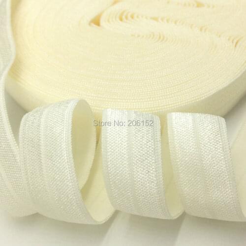 Good Quality 5/8" Solid Ivory FOE Ribbon Fold Over Elastic for DIY Headband Hair Accessories 101colors Available 10yards/lot