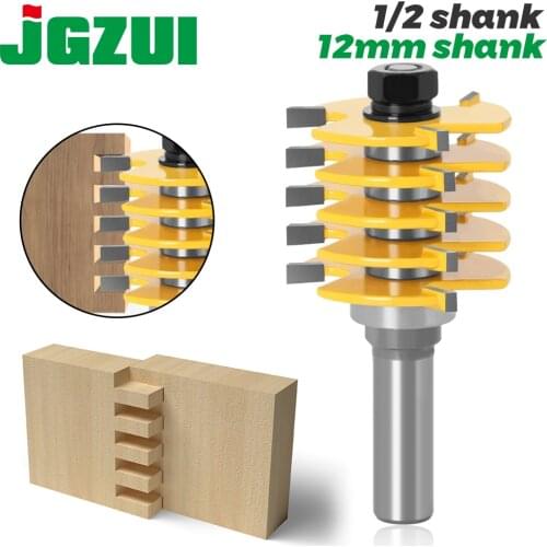 1pc Box Joint Router Bit - Adjustable 5 Blade1/2" Shank 12mm shank For Wood Cutter Tenon Cutter for Woodworking Tools