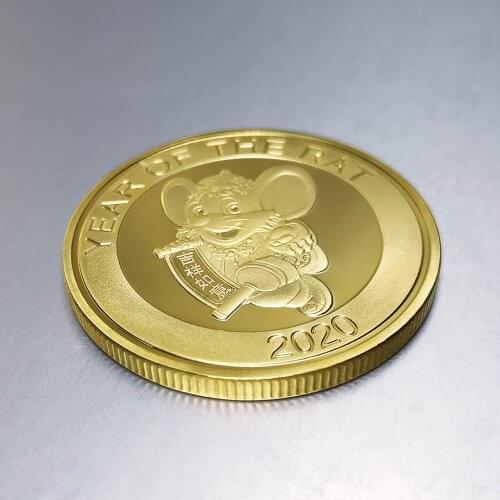 Year of the Rat Mouse Gold Silver Plated 1oz Coin Good Lucky Commemorative Coins Festival Gift