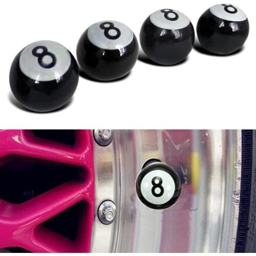 4pcs Universal Auto Car Truck Bike Billiards "Pool 8 Ball" Tyre Air Valve Stem Caps Dustproof Rustproof Wheel Caps Nipple Rims