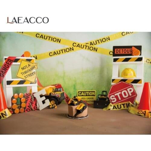 Laeacco Baby Birthday Party We Are Quarantined Caution Stop Stage Child Portrait Photophone Photo Background Photo Backdrops