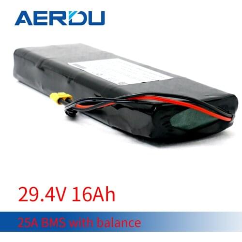 AERDU 25V 16Ah 7S5P 490wt 3200mah 29.4V 18650 Lithium Battery Built-in BMS for electric bike unicycle scooter wheelchair motor