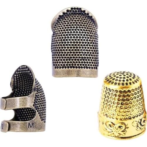 LMDZ 3Pcs Sewing Thimbles Finger Protector Adjustable Fingertip Thimble Metal Shield Protector for Sewing Embroidery Needlework