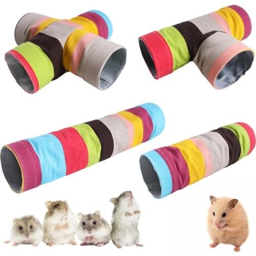 Small Pet Colorful Tunnel Toy Rainbow Dwarf Rabbit Hamster Nest Guinea Pig Squirrel Pet Drill Hole Fun Tunnel,Hamster Tunnel Toy