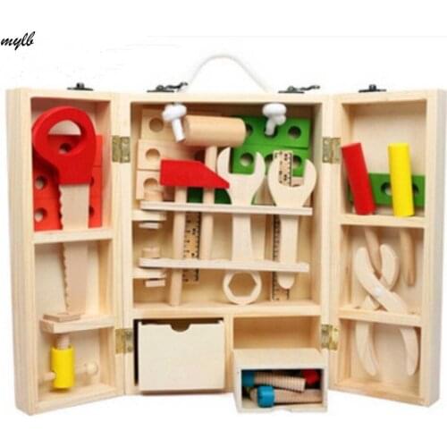 Mylb New House Children Wooden Toolbox Service Simulation Toolbox Children Toy Nut Toolbox Blocks