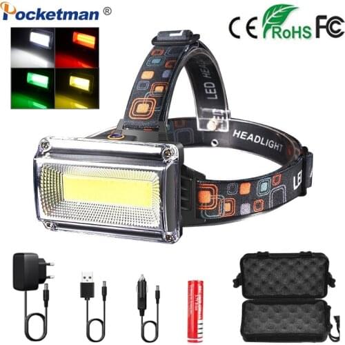10000LM COB Headlight Headlamp Waterproof DC rechargeable Head Lamp Head Flashlight Lantern Use 1*18650 battery for Camping Lamp