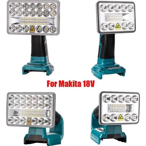 Newest 18V LED Flashlight Indoor Outdoors Spotlight Work Light for Makita BL1430 BL1830 Lithium Battery USB Outdoor Lighting
