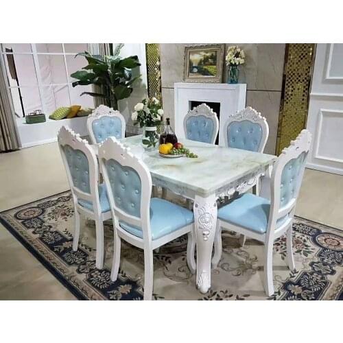 Antique Style Italian Dining Table, 100% Solid Wood Italy Style Luxury Dining Table Set natrual marble modern DS660