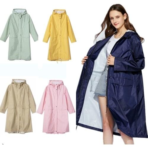 Hood Raincoat Women Men Rain Coat Breathable Ladies Long Rainwear Portable Water-Repellent Raingear Jacket Big Size