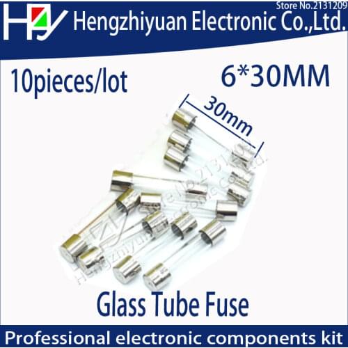 Hzy 10pcs multimeter Fuse Quick Fast Blow Fuse Glass Tube thermo Fuses 6*30mm 250V 1A/2A/3A/4A/5A/6A/7A/8A/10A/15A/20A/25A/30A