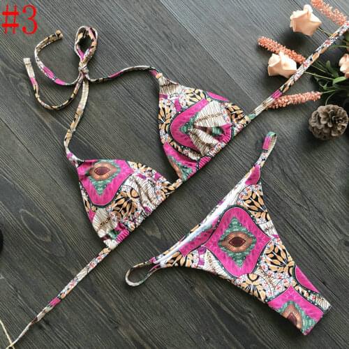 QINJOYER Sexy Swimsuit Mini Thong Bikini Brazilian Swimwear Women 2021 BathingSuits 2 Pieces Swimsuit Floral Print Bikini Set