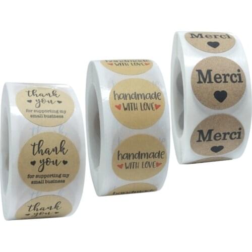 Merci French thank you seal labels Stickers Self-Adhesive Wedding Party Cards Gifts Box Package Label Sealing handmade sticker