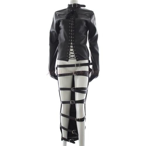 Sex bandage Adult Couple Games Faux/PU Leather Black Leather Unisex Full Body Suit Jacket Gimp Sleep Sack Straight Restraints
