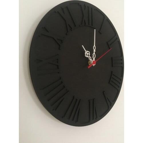 North Designed Black Roman Decorative Wall Clock 30 Cm