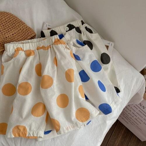 3-8 Y Baby Girls Boys Short Pants 2021 Summer New Kids Casual Loose Polka Dot Shorts Kids Korean Cotton Soft Shorts Baby Clothes