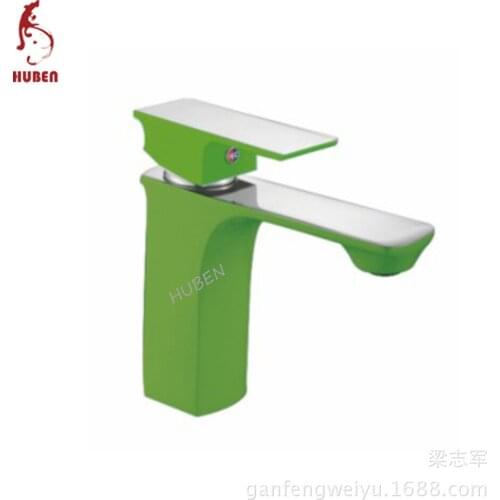 Tiger ran hot and cold basin taps Full color green copper bathroom basin faucet simple and stylish green