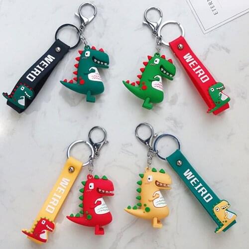 Handmade DIY Lovely Colorful Cartoon Dinosaur Keychain Cute Bag Charm Holder Cartoon Resin Key Chain