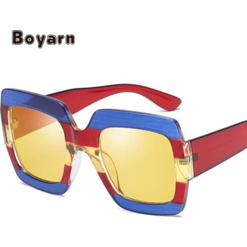 Boyarn Retro Square Sunglasses Women Men Brand Design Oversized Sun Glasses Womens Lady Shades Eyewear Vintage Oculos De Sol