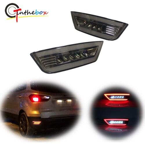 3D Optic Smoked Lens LED Rear Bumper Reflector Tail Brake Lights Turn Signal Backup Lamps For Ford Kuga Ecosport Focus Hatchback