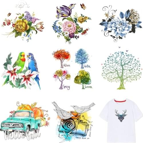 Iron-on Transfers for Clothing Patches on Clothes Thermo Stickers Diy Flower Patch Flex Fusible Transfer Vinyl Adhesive Stripe I