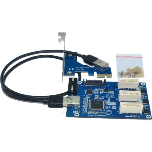 External & Internal 1 to 3 PCI express 1X slots Riser Card Expansion adapter PCI-e Port Multiplier
