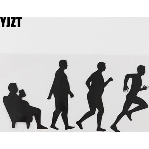 YJZT 16.1CMX7.7CM Fat Man Evolution Running Decal Vinyl Car Sticker Black/Silver 8A-0999
