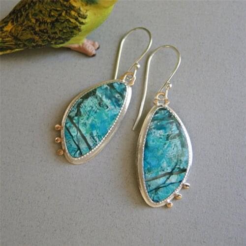 New Ocean Sea Blue Resin Dangle Earrings for Women Summer Beach Jewelry Water Drop Dual Color Metal Sweet Lady Hanging Earring