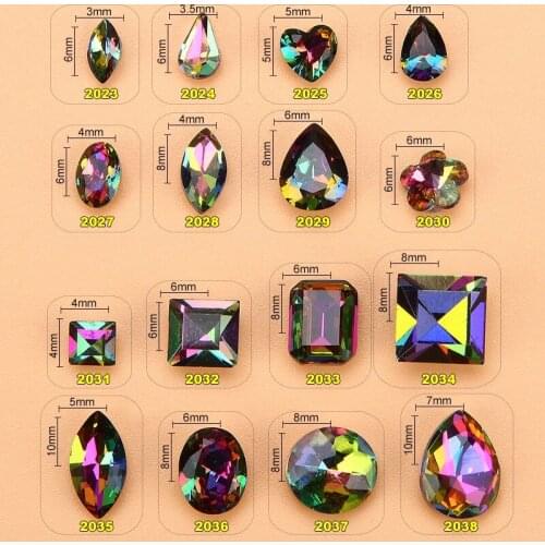 10pc/SET 3D Nail Art Shiny Fire AB Rhinestones Crystals Point Back Iridescence Fire Diamond Nail Jewelry Charms 2023-2038
