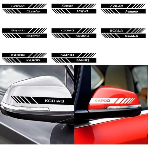 2pcs Car Rearview Mirror Reflective Stickers Decoration Accessories For skoda Octavia Rapid Fabia Superb Kodiaq Scala Karoq