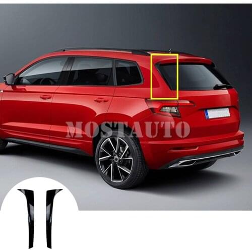 For Skoda Karoq ABS plastic Black Rear Window Spoiler Side Wing Trim Cover 2017-2021 2pcs