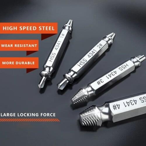 4pcs/5pcs Damaged Screw Extractor Drill Bits Double Side Damage Easy Out Stud Reverse Screw Extractor Tool Kit