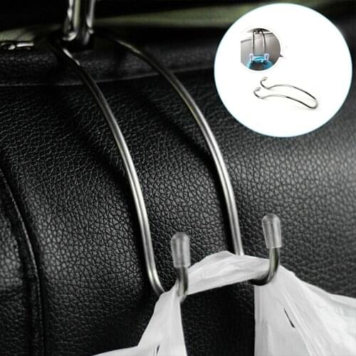 4pcs Universal Multifunction Auto Car Seat Back Hooks Hanger Organizer Stainless Steel Bag Cloth Grocery Storage Hooks