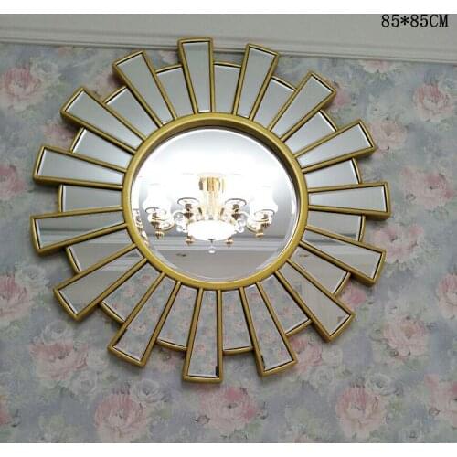 65cmx65cm European Modern Restaurant Fireplace Sun Decoration Mirror Living Room Entrance Background Wall Decoration Mirror