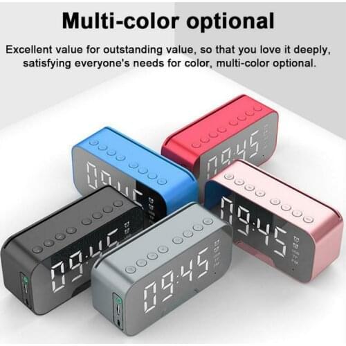 Bluetooth HIFI Speaker Alarm Clock Mirror Wireless Speaker With LED Display Mobile Phone Subwoofer Speaker Deep Bass Stereo