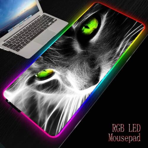 XGZ Cat Blue Eye RGB Large Mouse Pad Gamer Big Mat Computer pad Led Backlight XXL Surface Mause Keyboard Desk