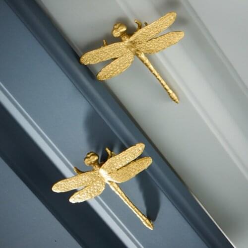 Dragonfly Shape/ Brass Knobs Cupboard Pulls Drawer Knobs Kitchen Cabinet Handles Furniture Handle Hardware
