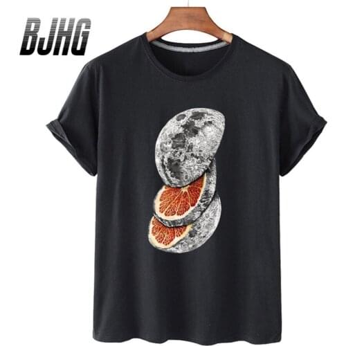 100% Cotton Moon Fruit Slice Printing Short-sleeved T-shirt Female Half-sleeved Summer Casual Oversized T-shirt Ladies Shirt 4XL