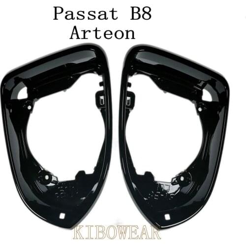 Glossy Shinny Black Side Mirror Housing Frame Trim for VW Passat B8 Arteon B7 CC holder Jetta glass surround replace 2016 2020