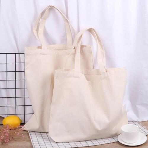 Canvas Shopping Bag Foldable Tote Shoulder Travel Beach Casual Bag Eco-friendly
