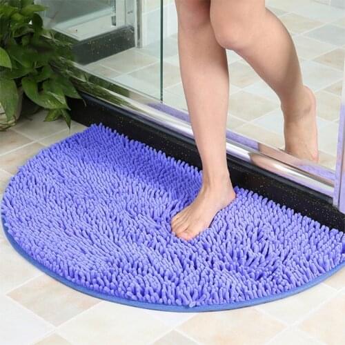 Semi Circle Entrance Doormat Non-slip Welcome Mats Chenille Bathroom Carpets Water-absorbing Bath Mat Decorative Area Rugs