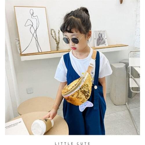 Girls Fashion Sequins Crossbody Bags 2021 New Fish Tail Coin Purse Wallet Card Zipper Holder Storage Chest Waist Bag Kids bags