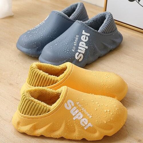 New Winter Slippers Warm Men Shoes Waterproof Women Couples Non-Slip Plush Cotton Indoor Outdoor Home Autumn Thick Platform