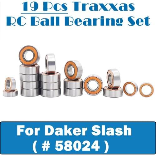 19 Pcs Traxxas RC Ball Bearing Set For Daker Slash ( # 58024 ) 5x11x4 mm 15 PC , 5x8x2.5 mm 4PC Orange Sealed Bearings ABEC-3