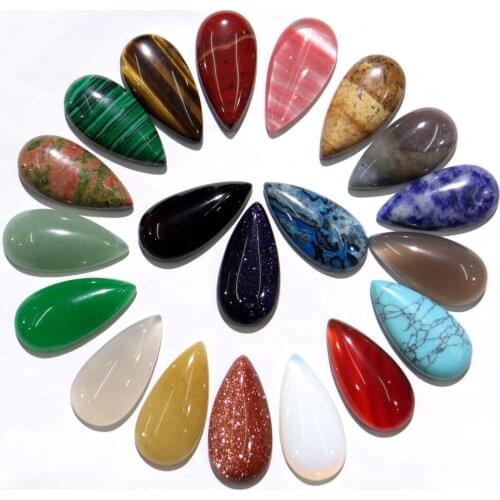 Natural Stone lapis Opal Quartz Crystal tiger eye Agates Mix Water Drop CAB pendant for diy Jewelry making Necklace accessories