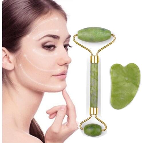Natural Face Gua Sha Massager Jade Roller Scraper Facial Skin Care Tools Face Massage Roller Microniddle Facial Face Care
