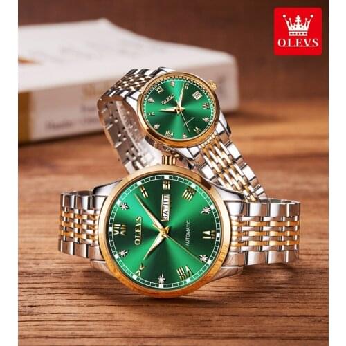 OLEVS Couple Watches 2020 New Fashion Lovers Watches Simple Couple Watch Gifts Men Women Clock Stainless steel Pair watch