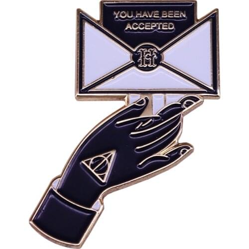 Acceptance letter of wizardry school enamel pin magical bookworm witchcraft fans gift