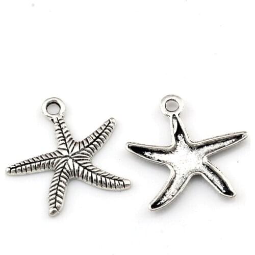 Starfish Alloy charm Pendants 25Pcs/lot Fashion Jewelry DIY Fit Bracelets Necklace 24x 24.5mm A-530