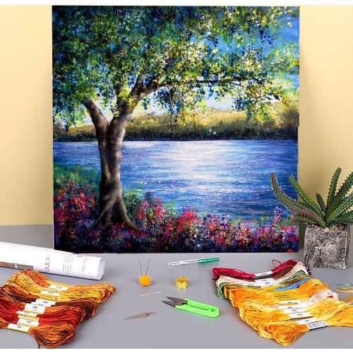 Natural Scenery Printed Fabric 11CT Cross Stitch DIY Embroidery Kit DMC Threads Handicraft Sewing Needlework Jewelry